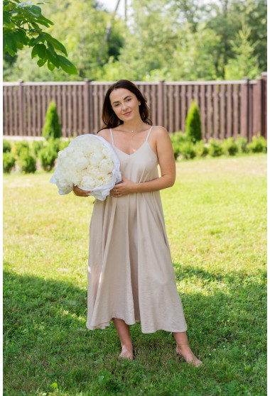 Бежевый сарафан лен . Maritel. Изображенние 2