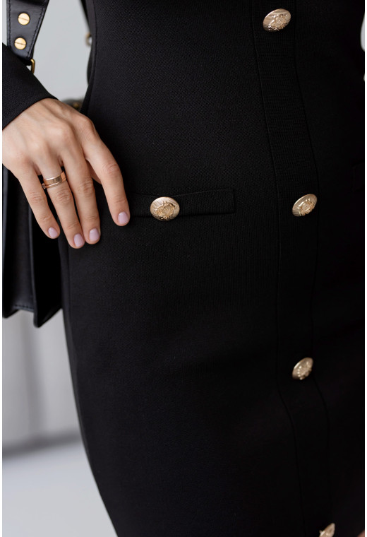 Черное платье с золотыми пуговицами — 413939. Maritel. Изображенние 4 Черное платье с золотыми пуговицами — 413939. Maritel. Изображенние 4