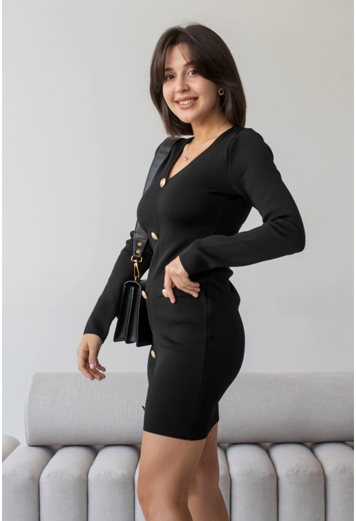 Черное платье с золотыми пуговицами — 413939. Maritel. Изображенние 1 Черное платье с золотыми пуговицами — 413939. Maritel. Изображенние 1