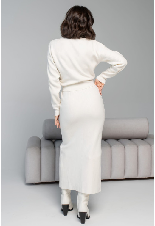 Молочный вязаный костюм с юбкой миди — 787255. Maritel. Изображенние 2 Молочный вязаный костюм с юбкой миди — 787255. Maritel. Изображенние 2