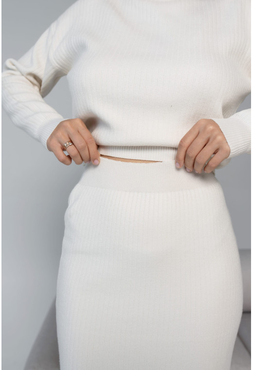 Молочный вязаный костюм с юбкой миди — 787255. Maritel. Изображенние 3 Молочный вязаный костюм с юбкой миди — 787255. Maritel. Изображенние 3