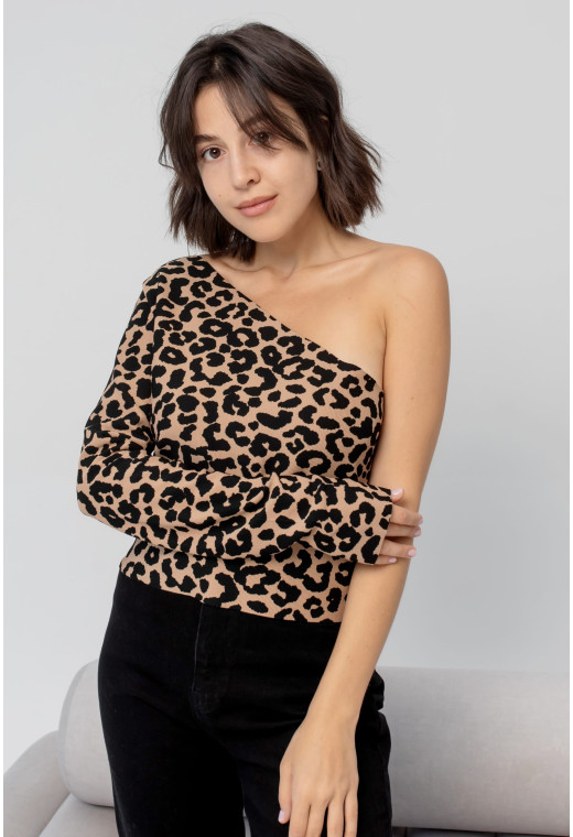 Коричневая кофта леопард на одно плечо — 549348. Maritel. Изображенние 4 Коричневая кофта леопард на одно плечо — 549348. Maritel. Изображенние 4