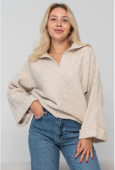 Бежевий светр поло. Maritel. Зображення 2