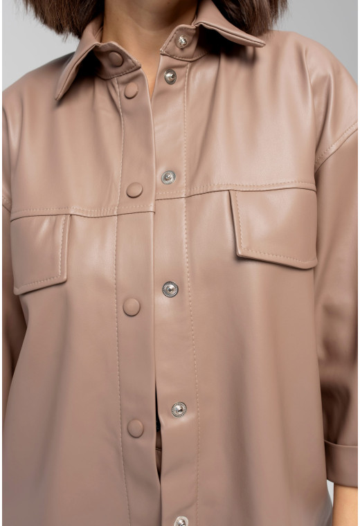 Бежевый костюм с экокожи — 363584. Maritel. Изображенние 3 Бежевый костюм с экокожи — 363584. Maritel. Изображенние 3