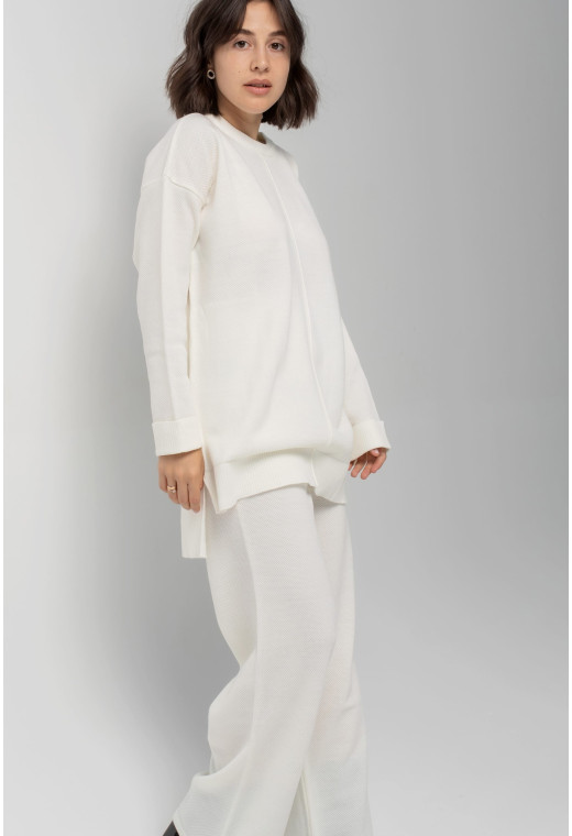 Молочный вязаный костюм с туникой — 575187. Maritel. Изображенние 4 Молочный вязаный костюм с туникой — 575187. Maritel. Изображенние 4