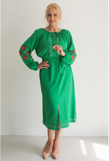 Зеленое платье Украина с вышивкой. Maritel. Изображенние 9