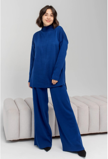 Синий вязаный костюм с туникой. Maritel. Изображенние 5