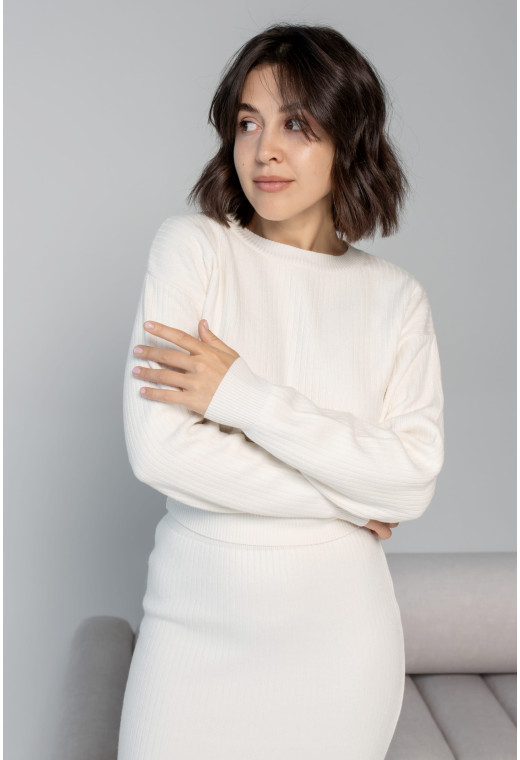 Молочный вязаный костюм с юбкой миди — 787255. Maritel. Изображенние 5 Молочный вязаный костюм с юбкой миди — 787255. Maritel. Изображенние 5