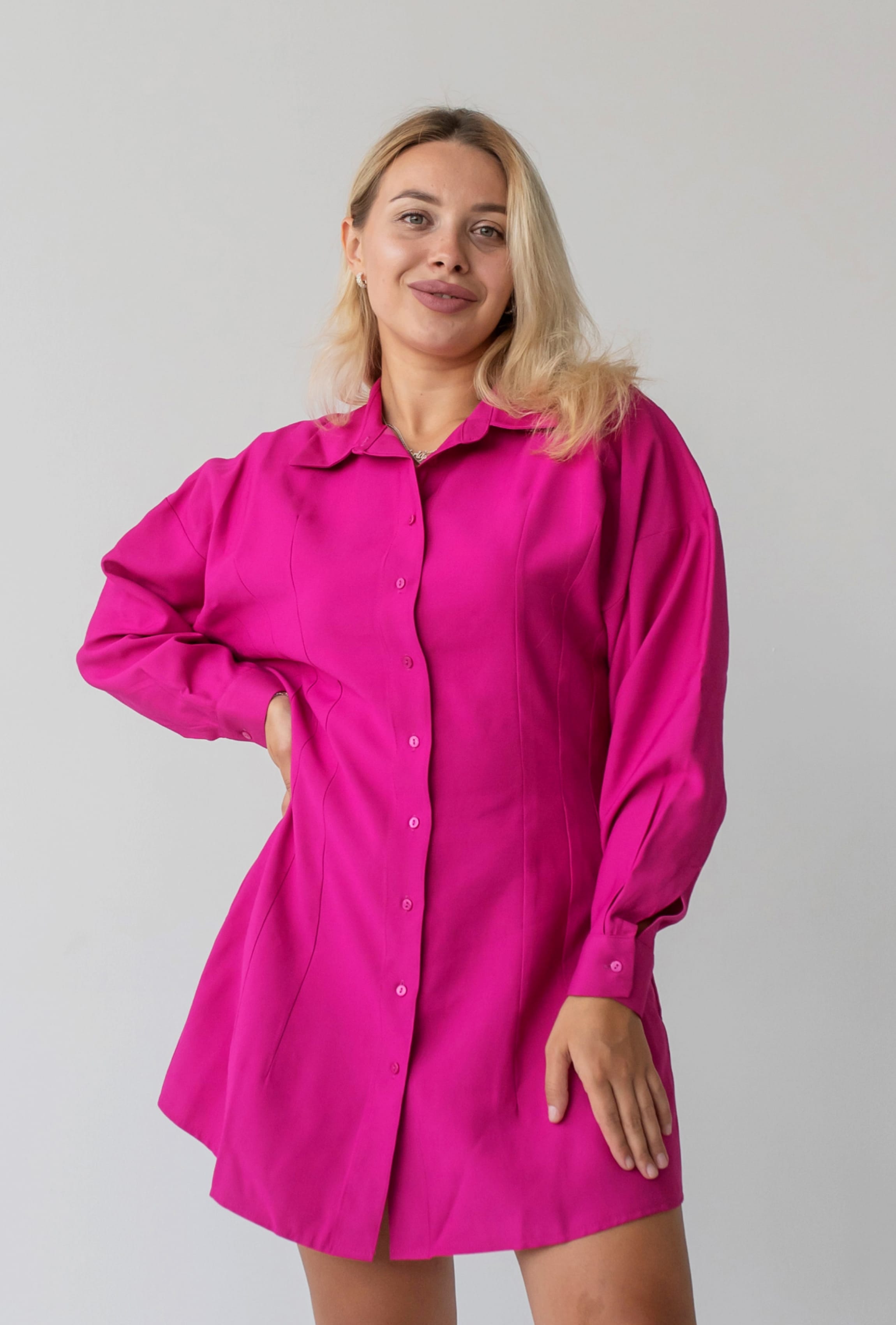 Малиновое платье на пуговицах  —  154311. Maritel. Изображенние 4