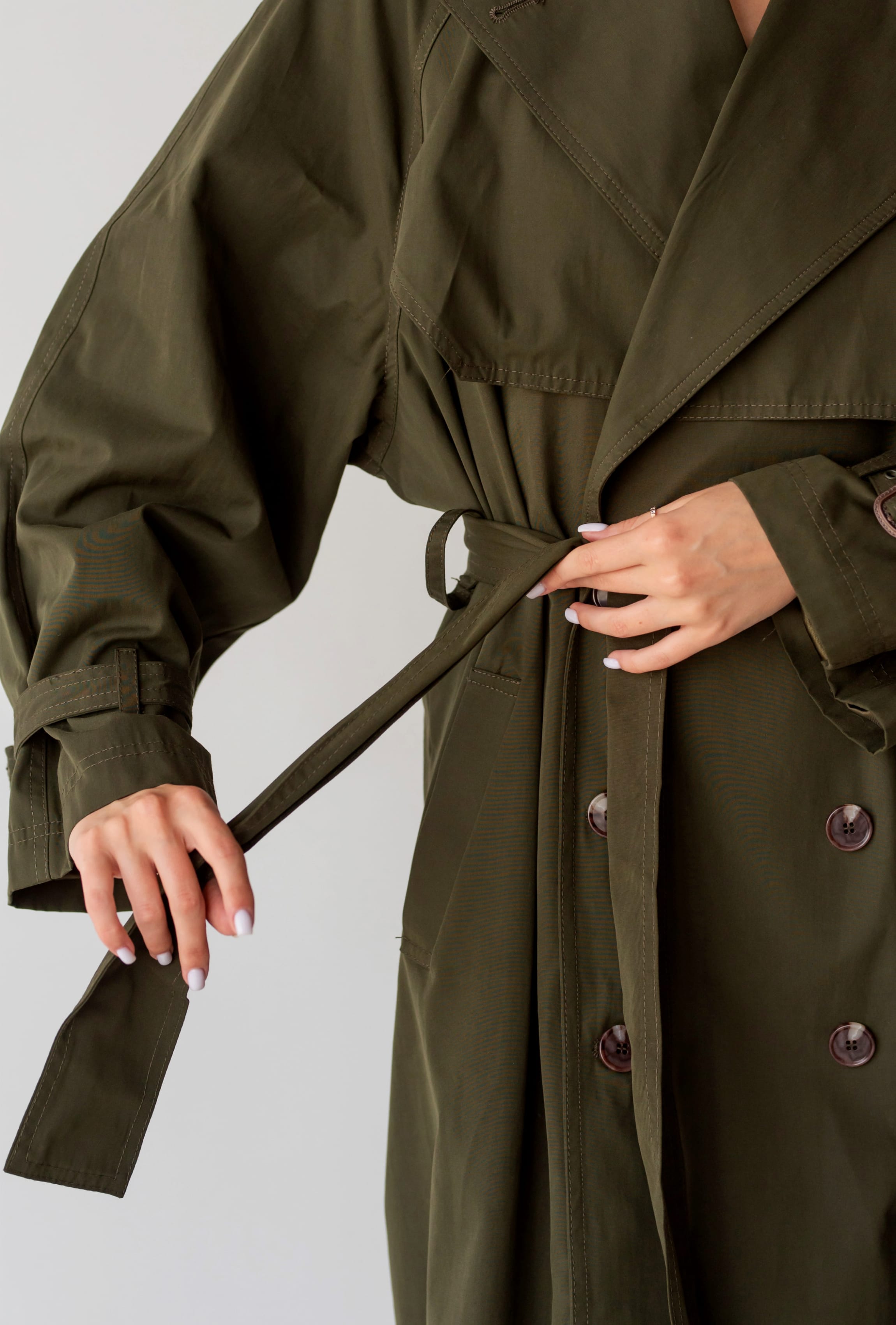 Подовжений тренч хакі  —  625178. Maritel. Зображення 4