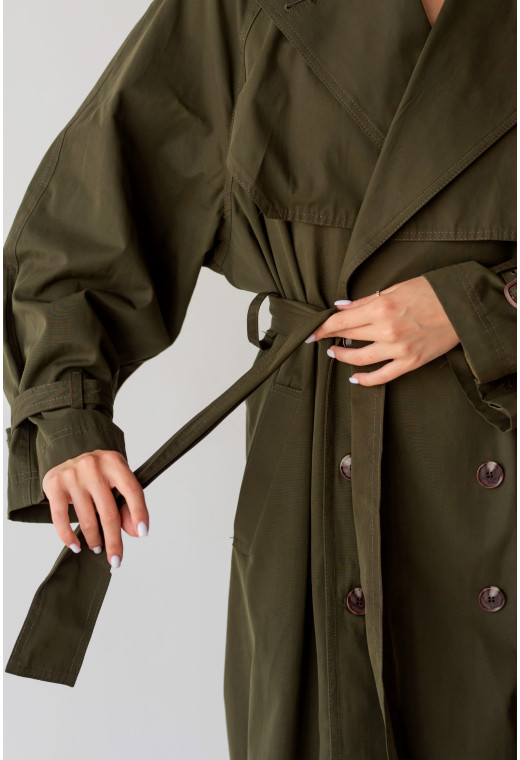 Удлиненный тренч хаки. Maritel. Изображенние 5