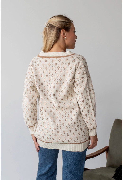 Бежевий кардиган з роговими гудзиками — 313343. Maritel. Зображення 2 Бежевий кардиган з роговими гудзиками — 313343. Maritel. Зображення 2