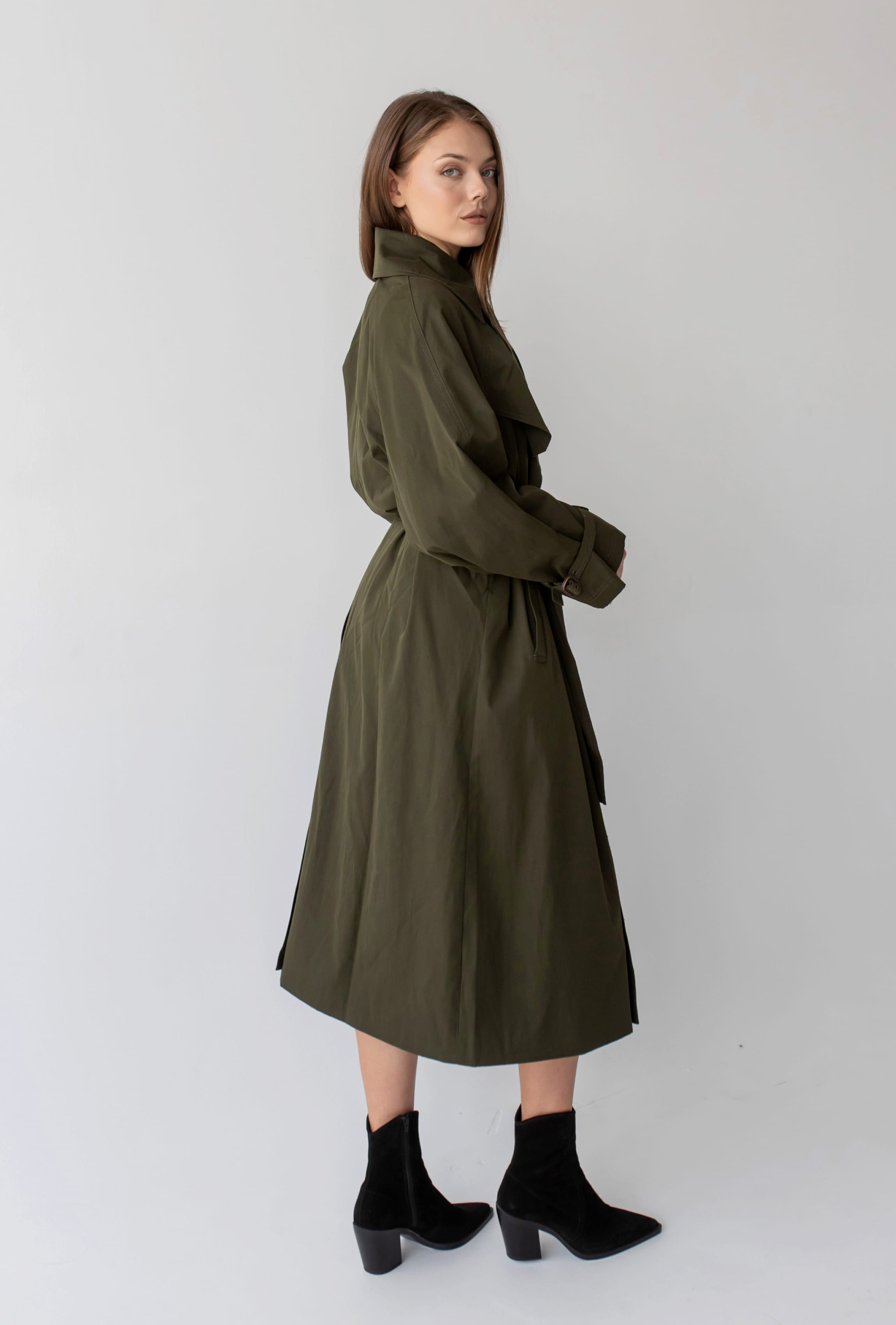 Подовжений тренч хакі  —  625178. Maritel. Зображення 5