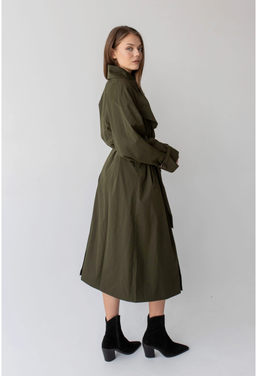 Удлиненный тренч хаки. Maritel. Изображенние 6