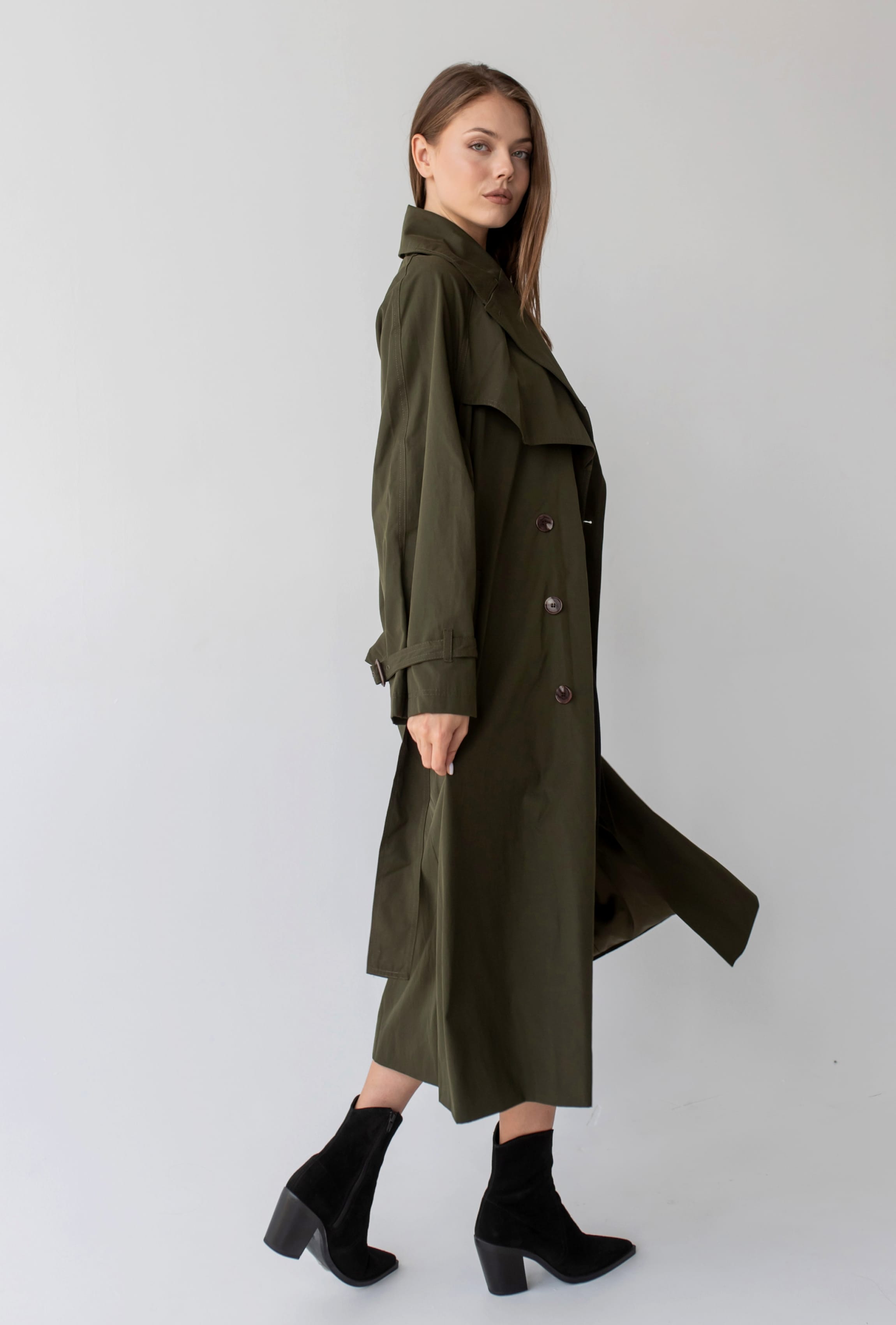 Подовжений тренч хакі  —  625178. Maritel. Зображення 3