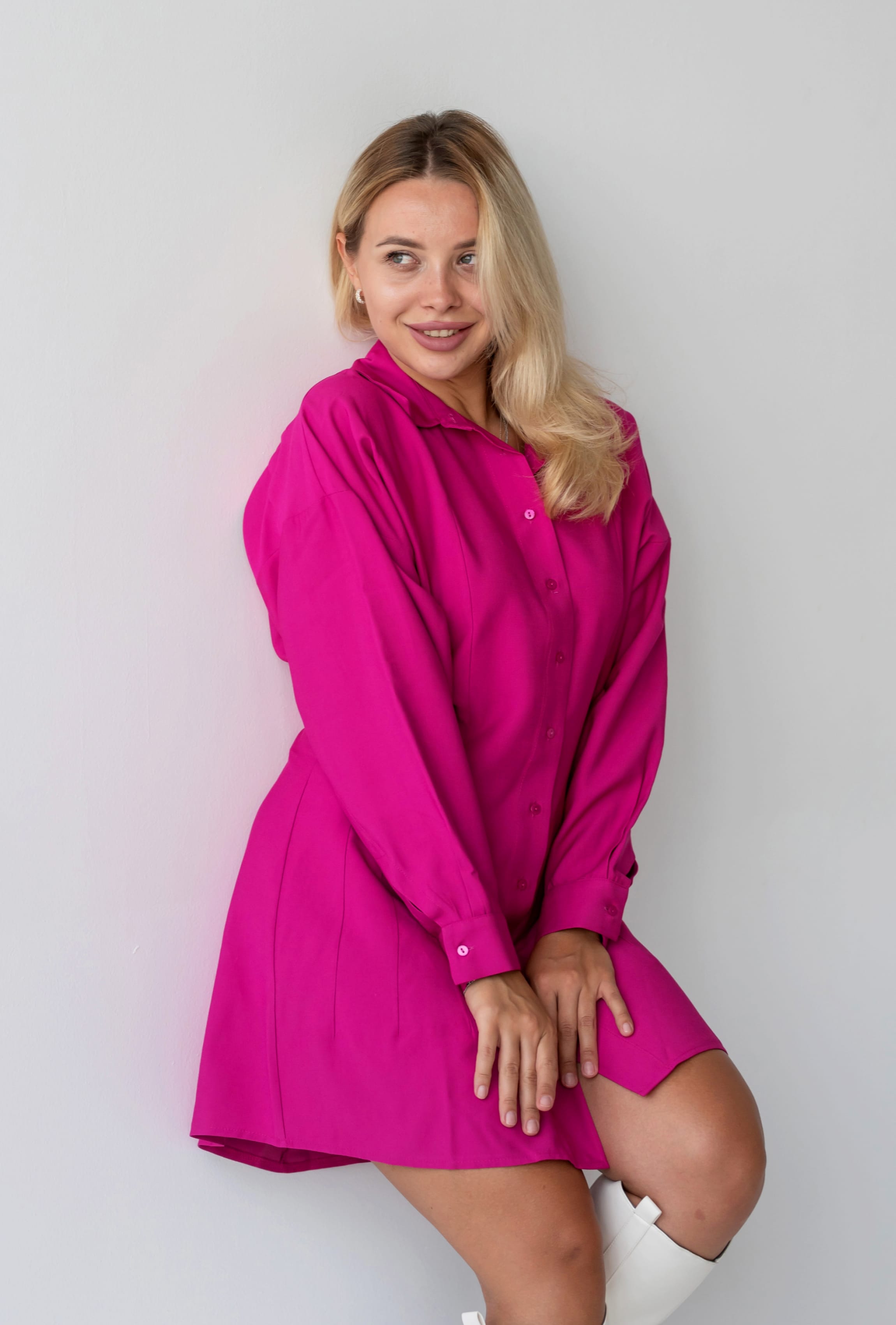 Малиновое платье на пуговицах  —  154311. Maritel. Изображенние 2