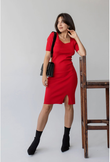 Червона сукня квадратний виріз з коротким рукавом. Maritel. Зображення 6