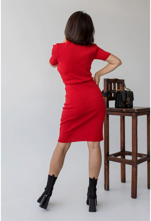 Красное платье квадратный вырез с коротким рукавом — 358079. Maritel. Изображенние 4 Красное платье квадратный вырез с коротким рукавом — 358079. Maritel. Изображенние 4