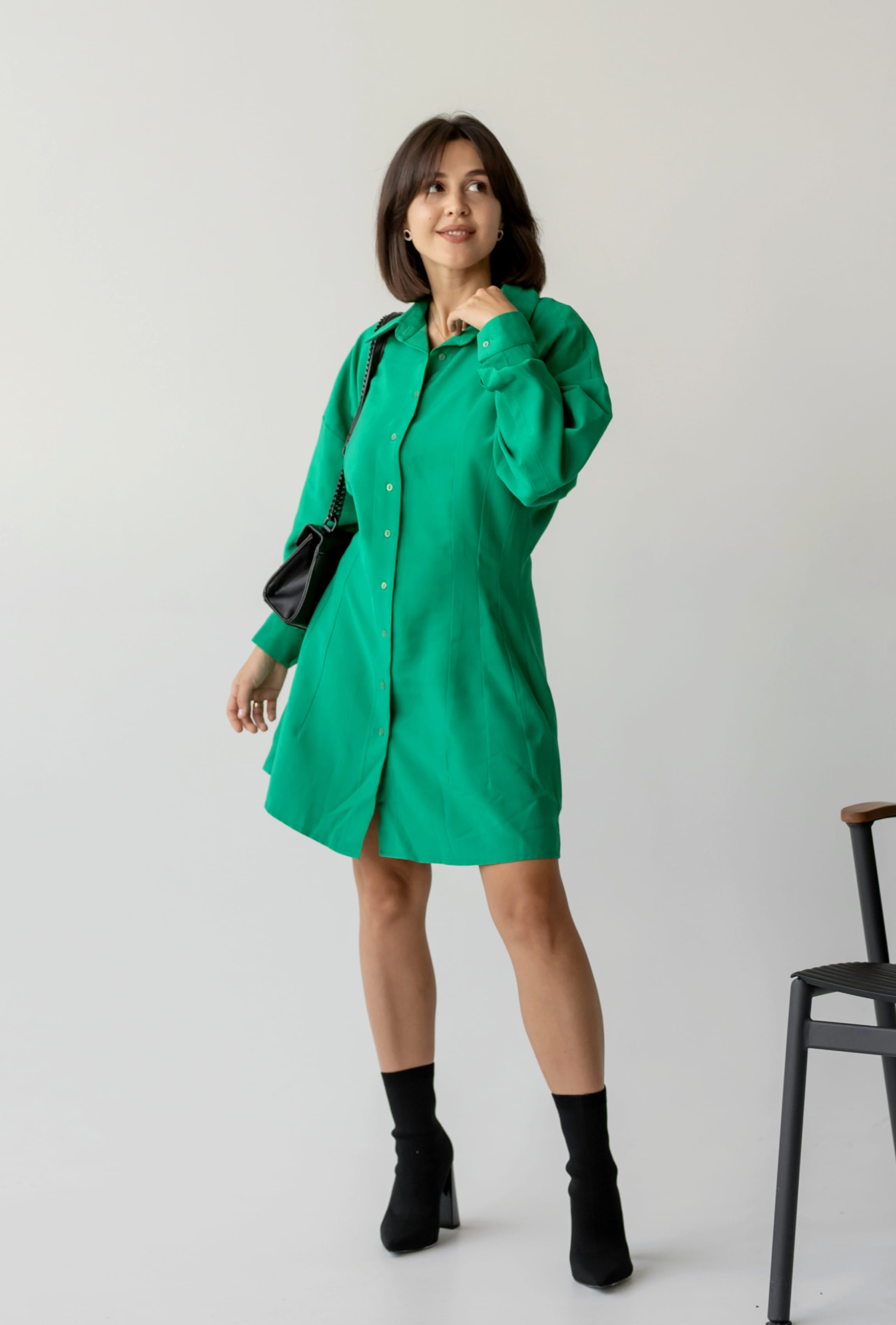 Зеленое платье на пуговицах  —  435711. Maritel