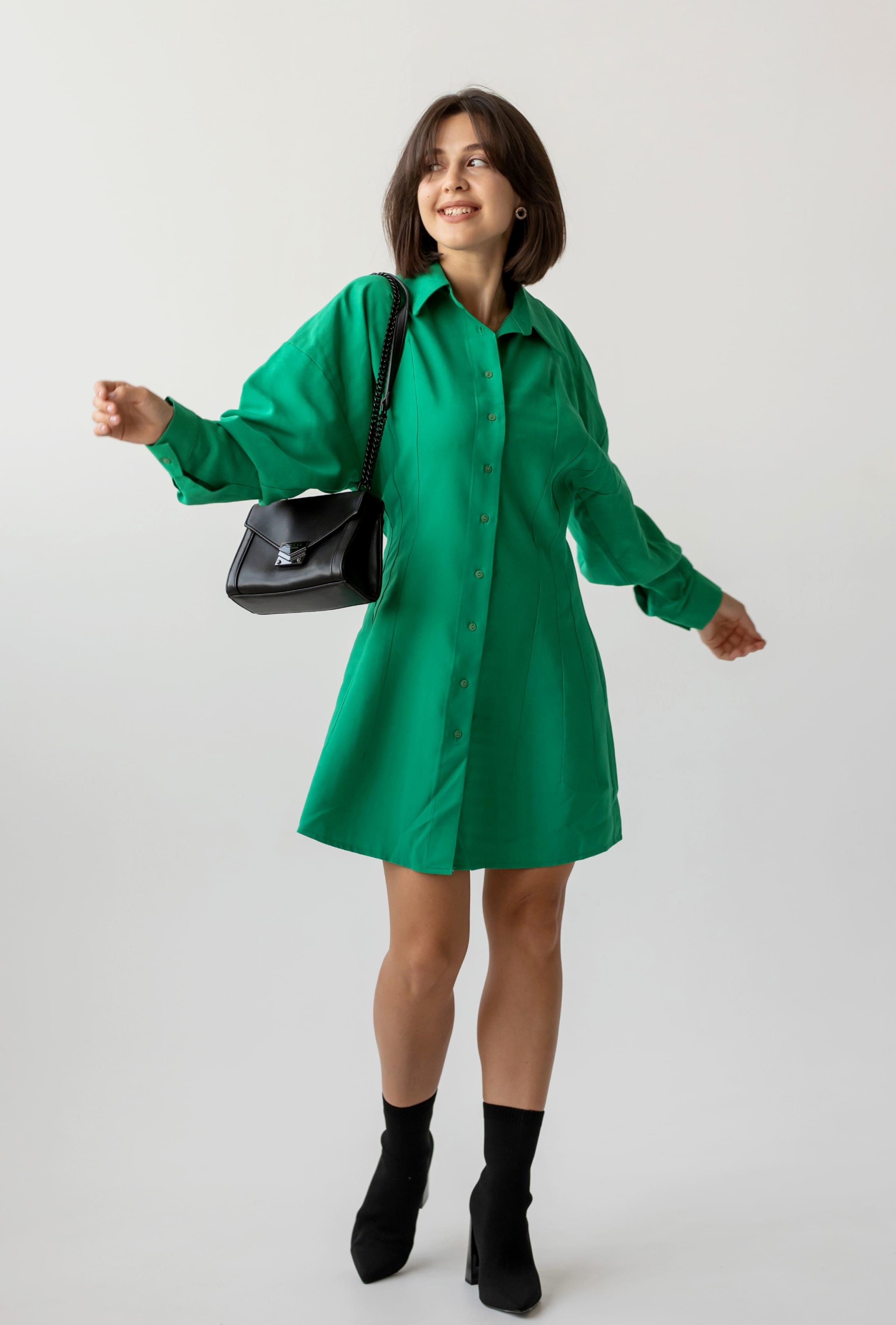 Зеленое платье на пуговицах  —  435711. Maritel. Изображенние 2