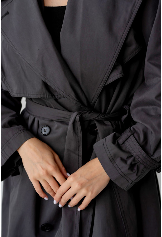 Графитовый тренч удлиненный — 742793. Maritel. Изображенние 4 Графитовый тренч удлиненный — 742793. Maritel. Изображенние 4