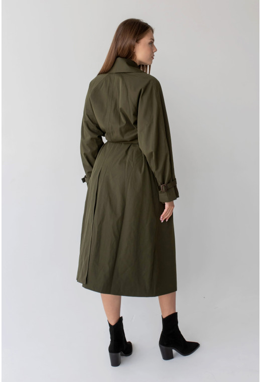 Удлиненный тренч хаки. Maritel. Изображенние 3