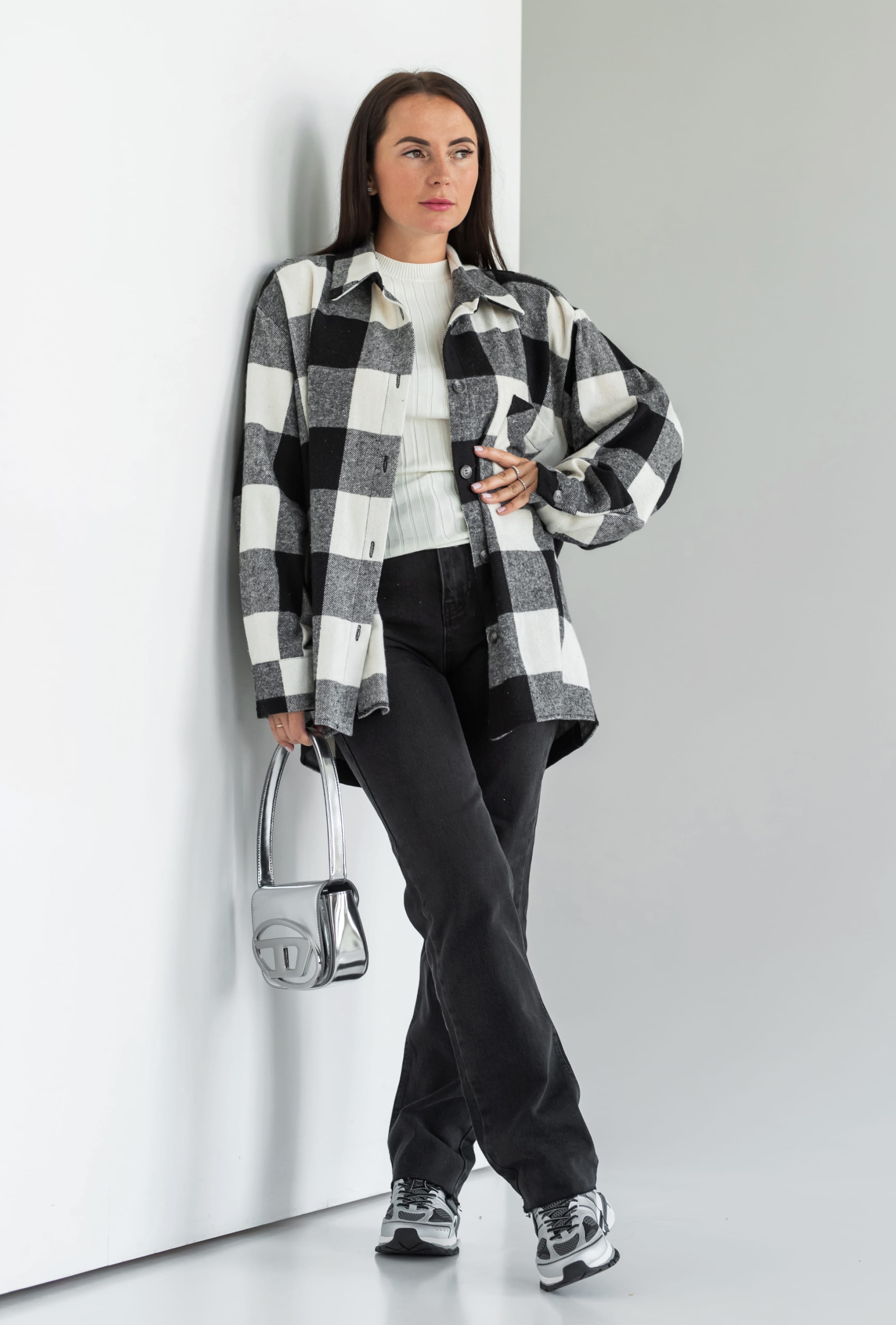 Серая теплая рубашка в клетку  —  233381. Maritel. Изображенние 7