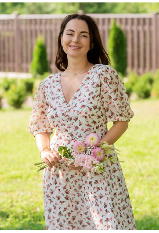 Біла сукня шифон міді у квітку — 343017. Maritel. Зображення 1 Біла сукня шифон міді у квітку — 343017. Maritel. Зображення 1