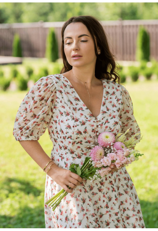 Біла сукня шифон міді у квітку — 343017. Maritel. Зображення 2 Біла сукня шифон міді у квітку — 343017. Maritel. Зображення 2