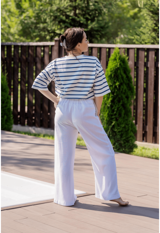 Молочні льняні штани палаццо — 213197. Maritel. Зображення 1 Молочні льняні штани палаццо — 213197. Maritel. Зображення 1