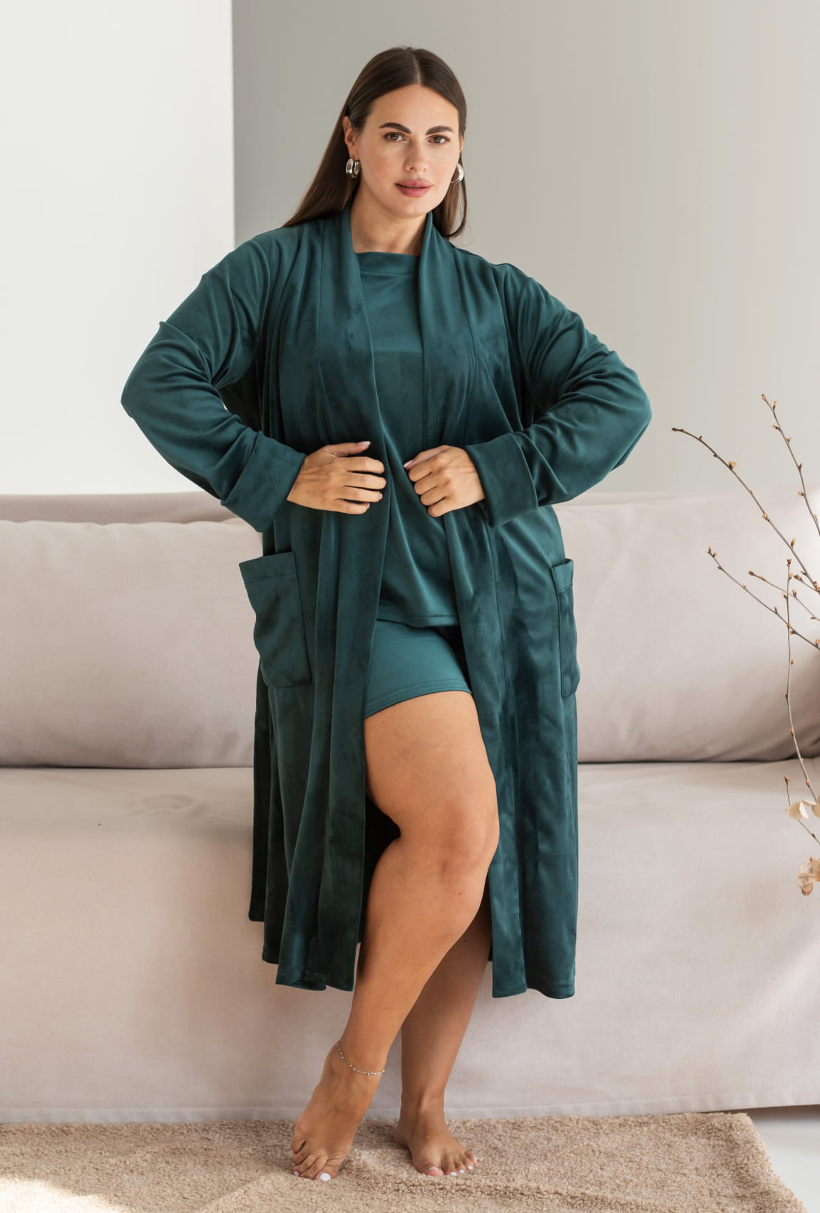 Изумрудный велюровый халат —  887168. Maritel. Изображенние 1
