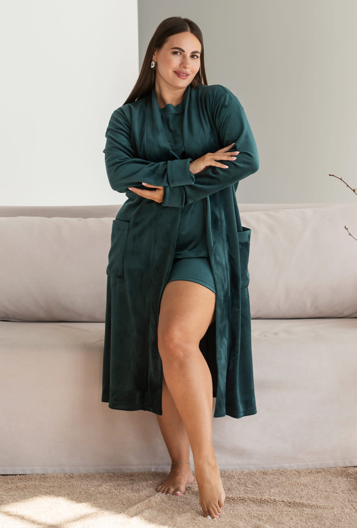 Изумрудный велюровый халат —  887168. Maritel. Изображенние 2