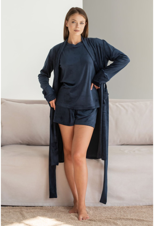 Темно-синий велюровый халат — 823797. Maritel. Изображенние 2 Темно-синий велюровый халат — 823797. Maritel. Изображенние 2