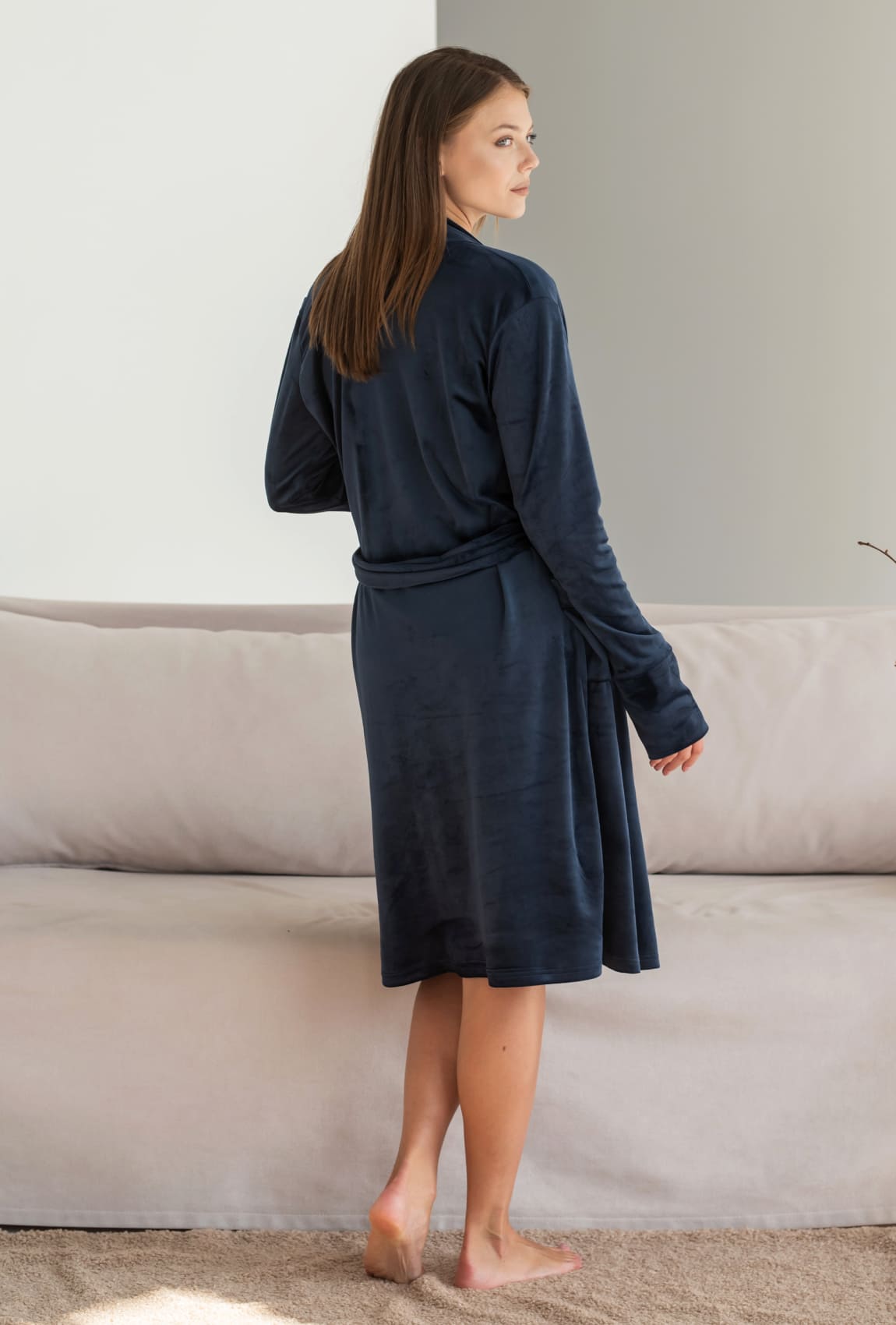 Темно-синий велюровый халат —  823797. Maritel. Изображенние 1