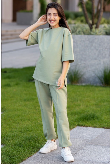 Оливковий костюм двонитка. Maritel. Зображення 12
