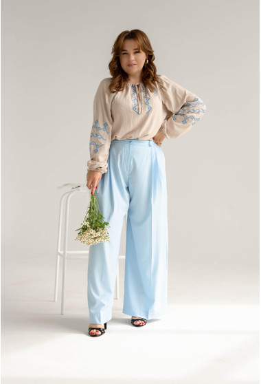 Голубые летние штаны палаццо. Maritel. Изображенние 3