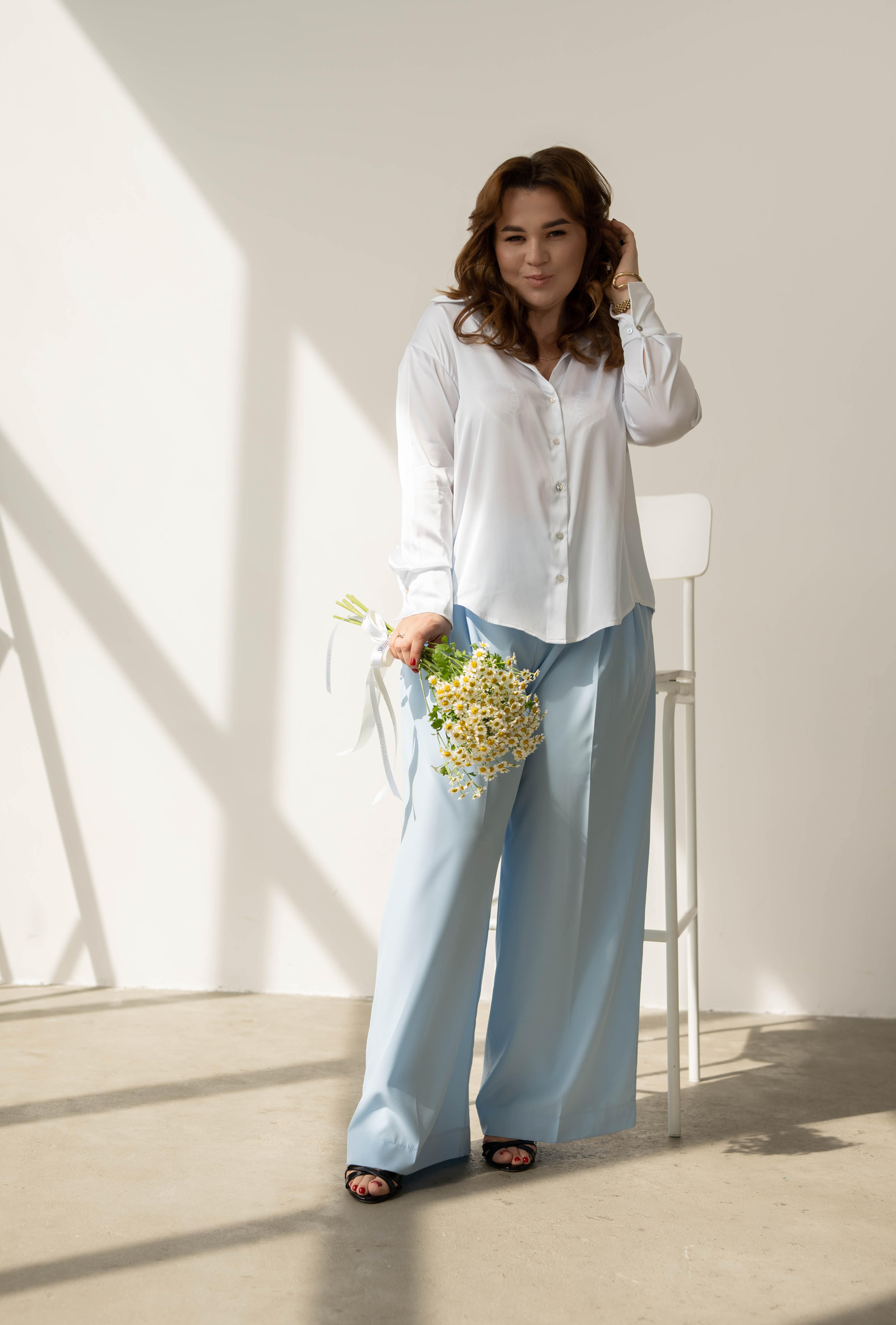 Блакитні штани літні палаццо  —  966519. Maritel. Зображення 1