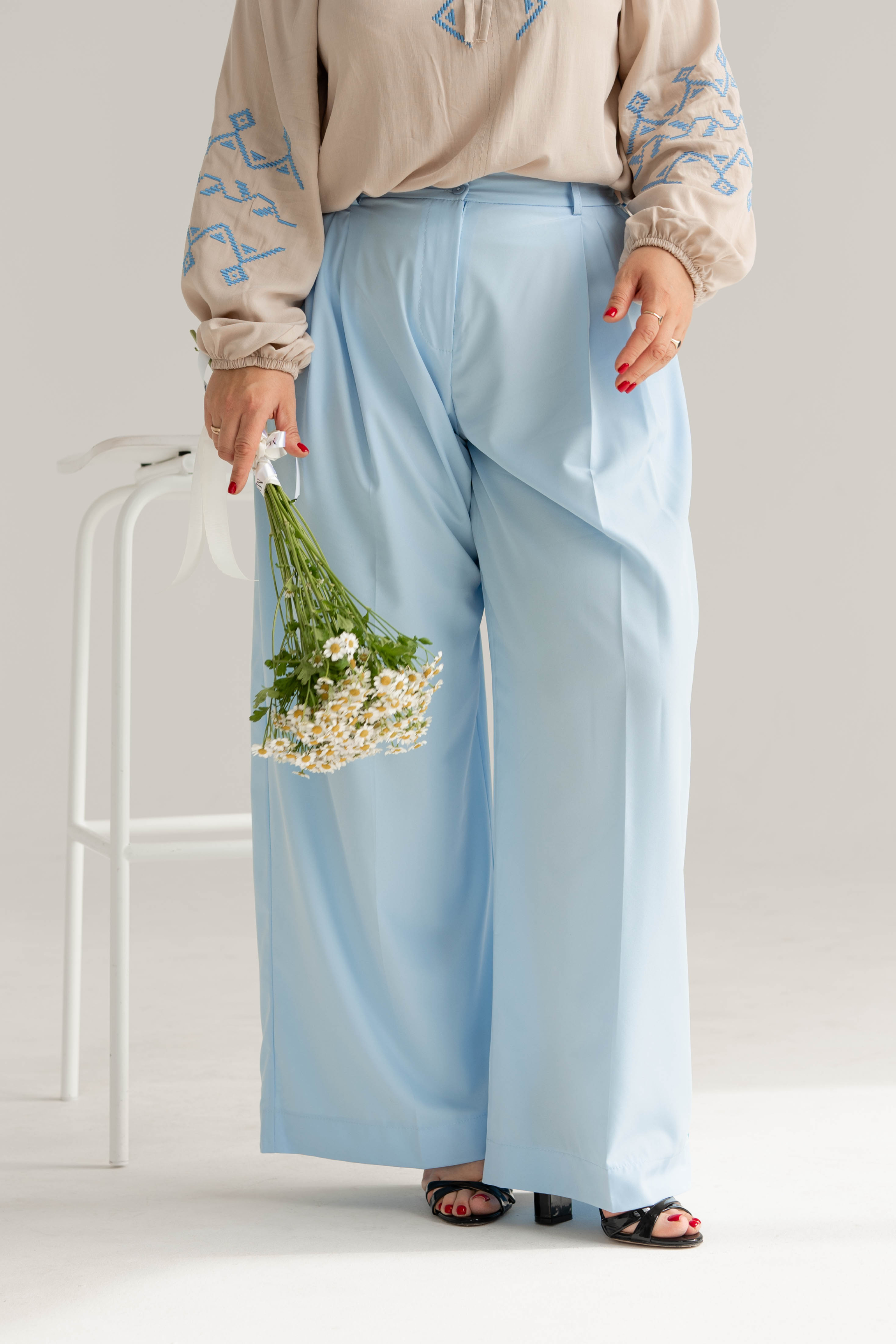 Блакитні штани літні палаццо  —  966519. Maritel. Зображення 2