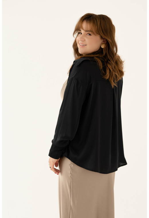 Чорна шовкова сорочка — 207110. Maritel. Зображення 1 Чорна шовкова сорочка — 207110. Maritel. Зображення 1