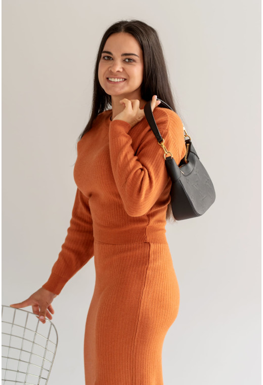 Коричневий костюм в'язка зі спідницею міді — 338796. Maritel. Зображення 1 Коричневий костюм в'язка зі спідницею міді — 338796. Maritel. Зображення 1