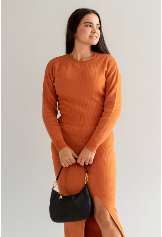 Коричневий костюм в'язка зі спідницею міді — 338796. Maritel. Зображення 2 Коричневий костюм в'язка зі спідницею міді — 338796. Maritel. Зображення 2