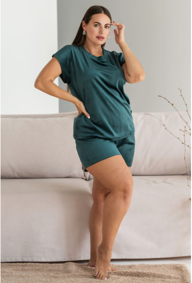 Смарагдова велюрова піжама обрі з шортами. Maritel. Зображення 6