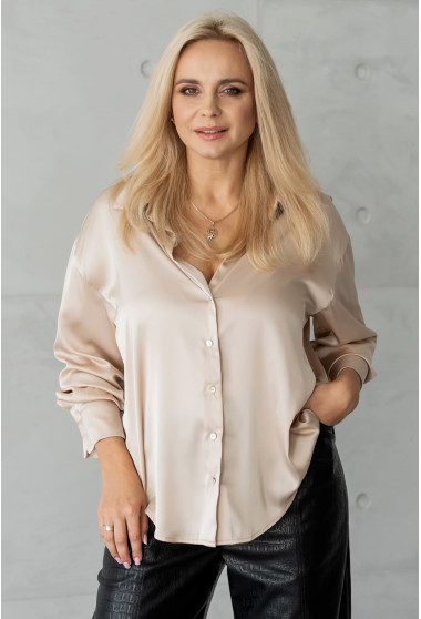 Бежевая шелковая рубашка. Maritel. Изображенние 2