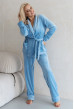 Голубой велюровый костюм шаль с карманами — 947451. Maritel. Изображенние 1 Голубой велюровый костюм шаль с карманами — 947451. Maritel. Изображенние 1