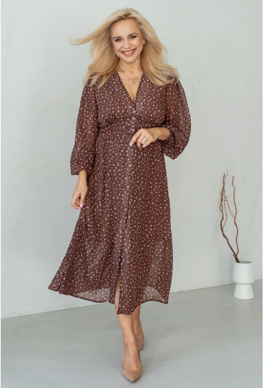 Коричнева сукня шифон на гудзиках. Maritel. Зображення 3