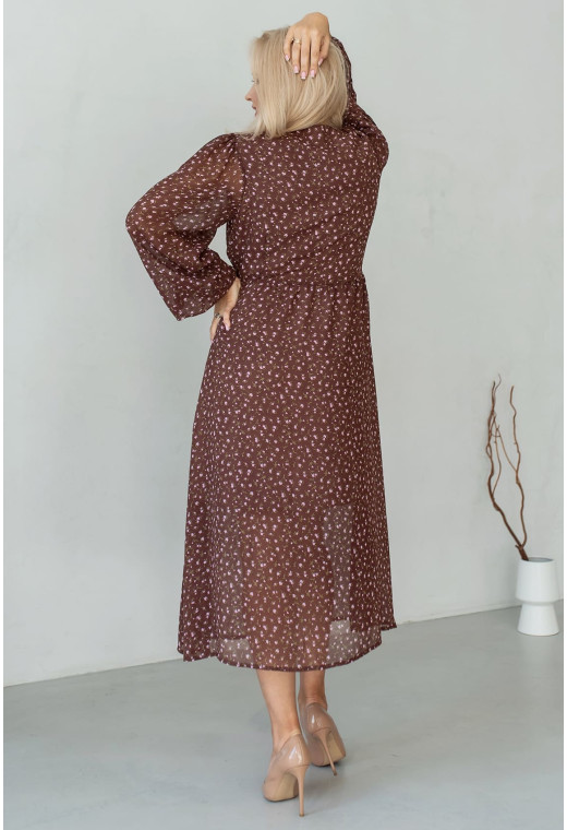 Коричневое платье шифон на пуговицах. Maritel. Изображенние 2 Коричневое платье шифон на пуговицах. Maritel. Изображенние 2