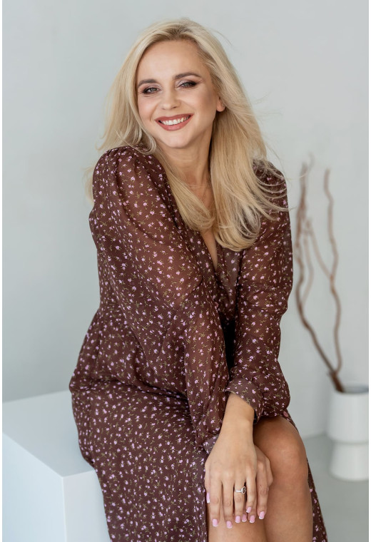 Коричневое платье шифон на пуговицах. Maritel. Изображенние 3 Коричневое платье шифон на пуговицах. Maritel. Изображенние 3