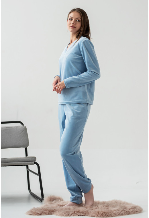 Блакитний домашній велюровий костюм— 143048. Maritel. Зображення 1 Блакитний домашній велюровий костюм— 143048. Maritel. Зображення 1