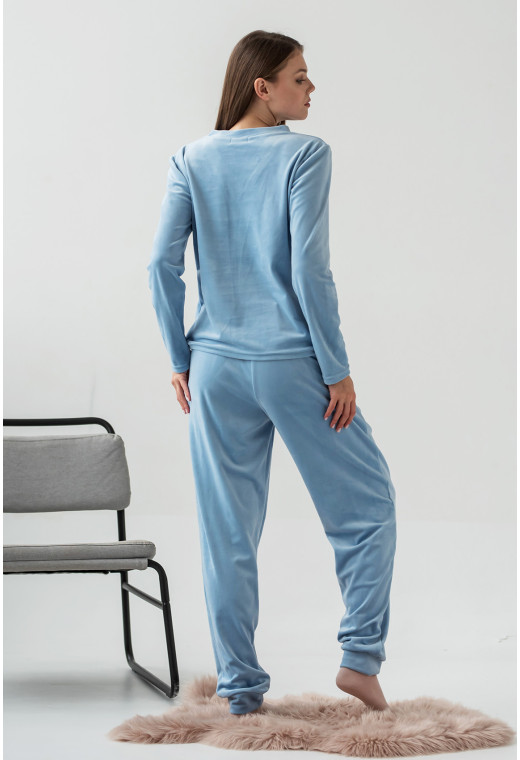 Блакитний домашній велюровий костюм— 143048. Maritel. Зображення 2 Блакитний домашній велюровий костюм— 143048. Maritel. Зображення 2