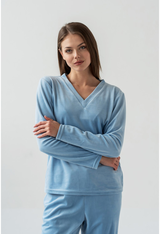 Блакитний домашній велюровий костюм— 143048. Maritel. Зображення 3 Блакитний домашній велюровий костюм— 143048. Maritel. Зображення 3